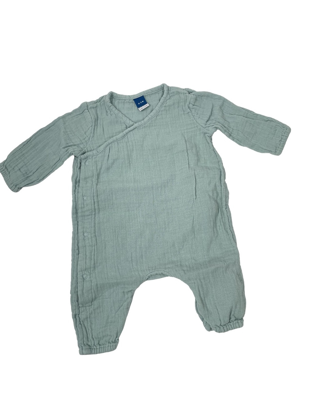 Old Navy Sage Green Muslin Gauze Wrap Romper 0-3M